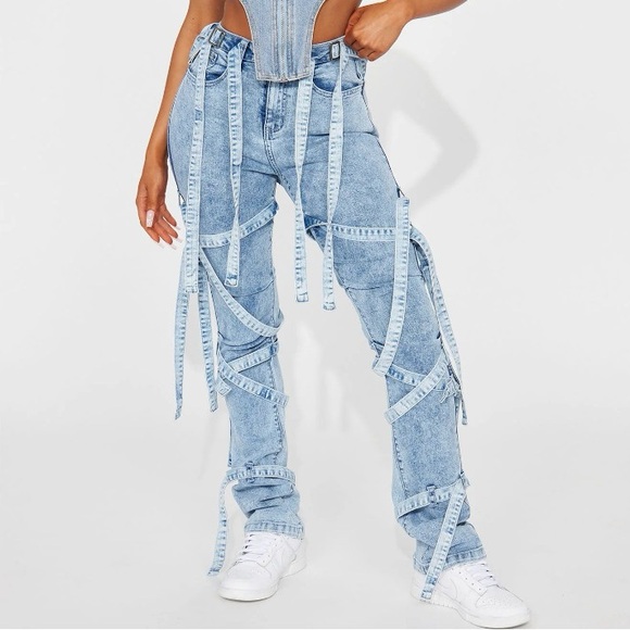 Fashion Nova Jeans/Fashion Nova Women's Strapped In Stretch Skinny Jean, - Picture 9 of 12